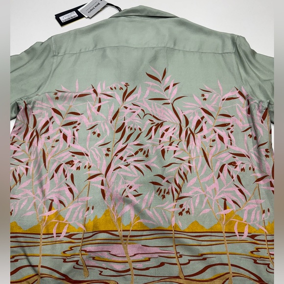 Palm Angels Mens Lagoon Bowling Shirt Mint Off White Size 52 (Large) MSRP $710 - Picture 5 of 12